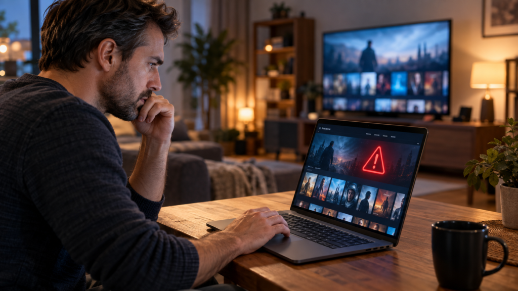 Offre iptv de streaming suspecte sur ordinateur